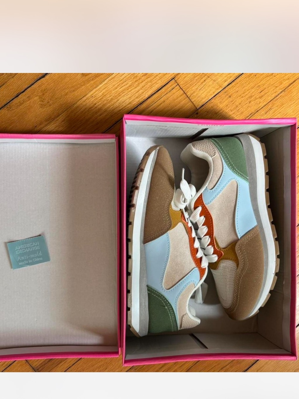 Colorblock Casual Sneakers in Tan, Blue, Green & Orange